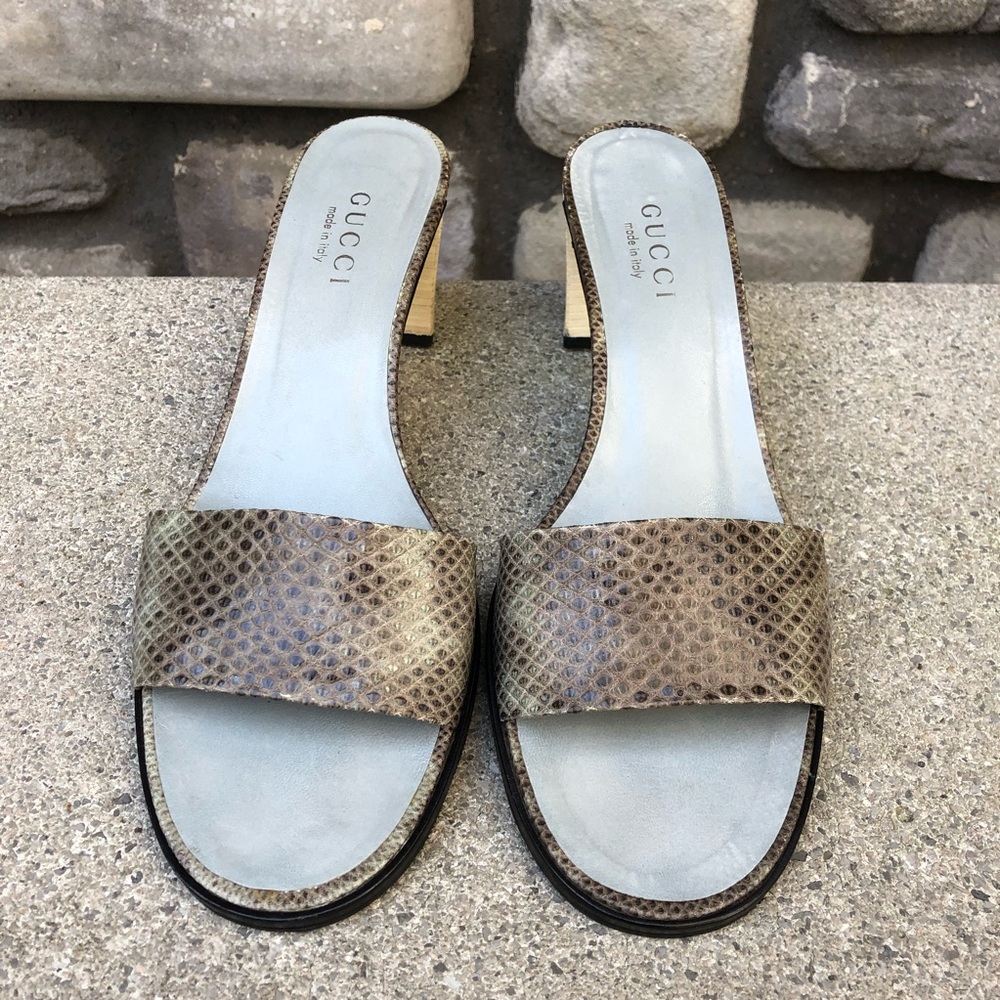 Gucci Snakeskin Slides green/black Tom Ford sz 10 - Picture 2 of 8